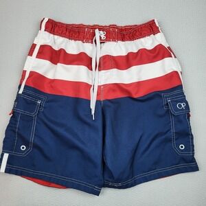 Vintage Ocean Pacific OP Board Shorts Men Large Blue Drawstring Mesh Lined Cargo